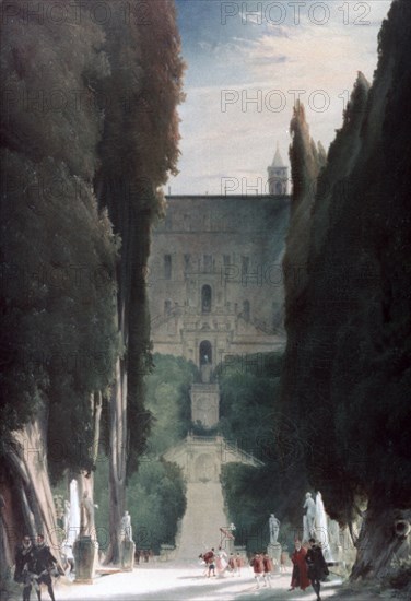 'The Garden of the Villa d'Este', 1830. Artist: Karl Blechen