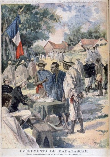 Enlisting Natives on the Island of La Reunion, 1895. Artist: Oswaldo Tofani