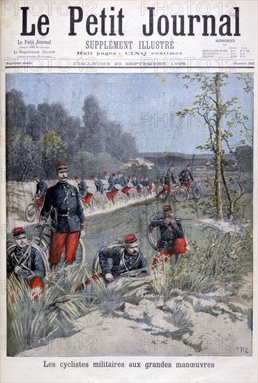 French bicycle corp on military maneuvers, 1896. Artist: Henri Meyer