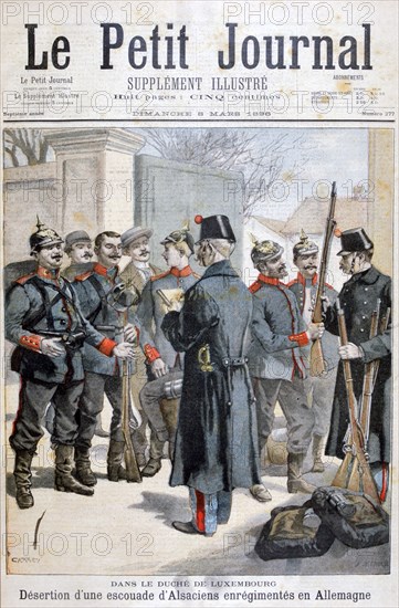 Desertion of an Alsatian squad enlisted in Germany, Duchy of Luxembourg, 1896. Artist: Georges Carrey