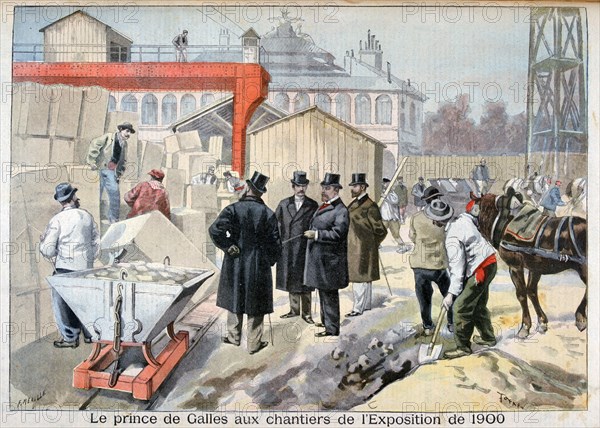 The Prince of Wales visiting the building sites for the Exposition Universelle of 1900, Paris, 1898. Artist: F Meaulle