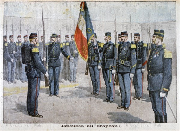 Presenting excuses to the flag, Toulon, France, 1898. Artist: Unknown
