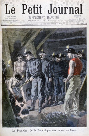 Felix Faure, President of the Republic, in the Mines at Lens, 1898. Artist: F Meaulle