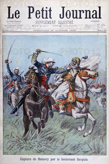 The capture of Toure Samory by Lieutenant Jacquin near Guelemou in 1898.  Artist: Henri Meyer