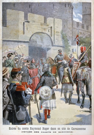 The entry of the Comte Raymond Roger into Carcassonne, France, 1898. Creator: F Meaulle.