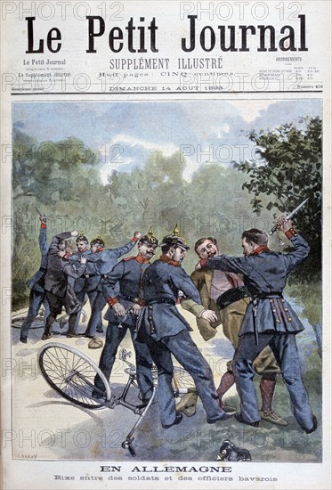 A brawl between German soldiers and Bavarian officers, Germany, 1898. Artist: F Meaulle