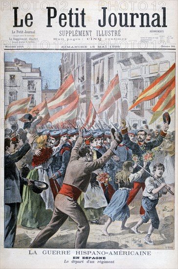 Departure of the regiment in Spain, Spanish-American War, 1898. Artist: Henri Meyer