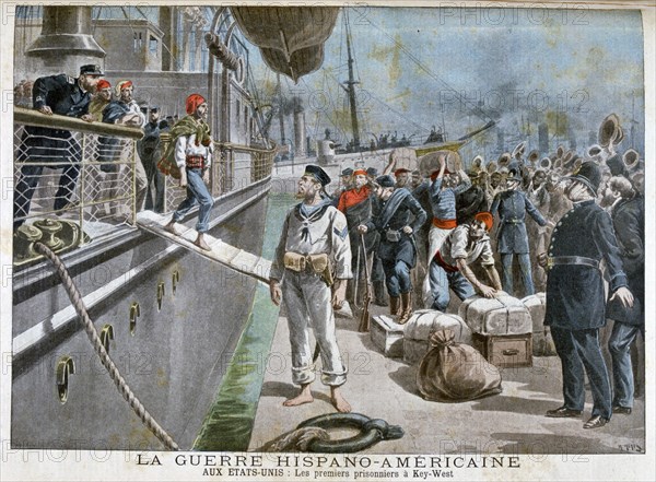 Spanish prisoners arriving at Key-West, Spanish-American War, 1898. Artist: Henri Meyer