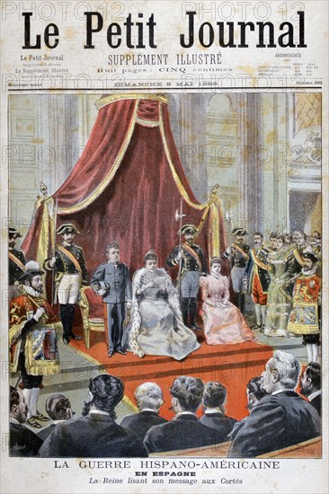 The Spainsh Queen giving a speech, Spanish-American War, 1898. Creator: F Meaulle.