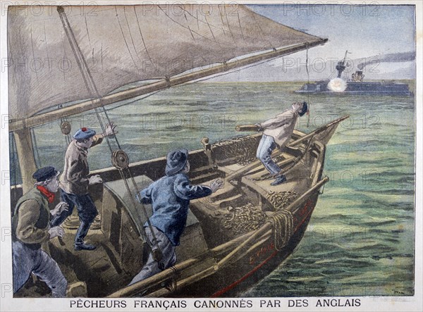 French fishermen fired on by the British, 1899. Artist: Oswaldo Tofani