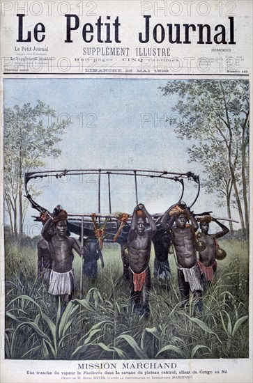 The Marchand Mission travelling from the Congo to the Nile, 1899.  Artist: Henri Meyer