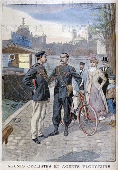 A cycle and water police officer, Paris, 1900. Artist: Oswaldo Tofani