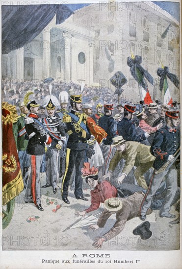 Panic at King Humbert's funeral, Rome, 1900. Artist: Unknown