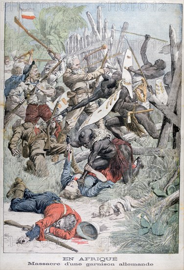 Massacre of a German Garrison in Damaraland, South-West Africa, 1903. Artist: Unknown