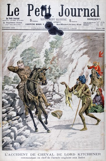 Lord Kitchener's horse accident, India, 1903. Artist: Unknown