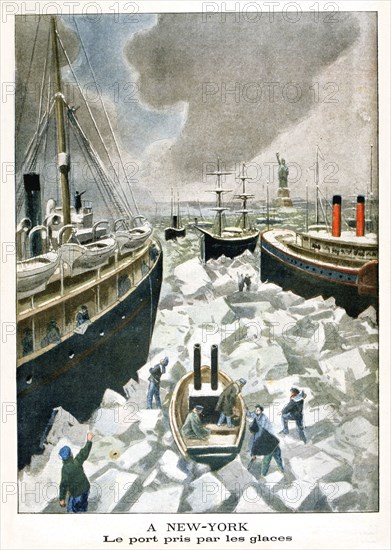 At New York, The port taken by the ice, 1901. Artist: Unknown