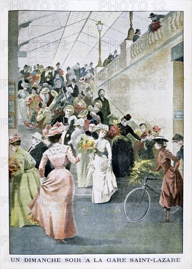 One Sunday evening at Saint Lazare Station, 1901. Artist: Unknown