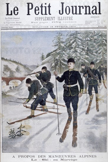 Troops on skis on alpine manoeuvres, Norway, 1902. Artist: Unknown