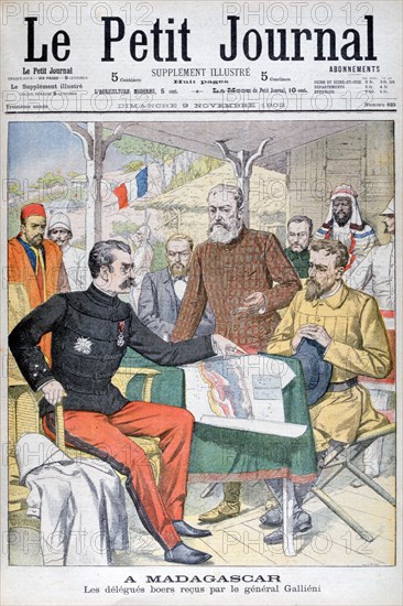 Boer delegation received by General Gallieni, Governor of Madagascar, 1902. Artist: Unknown