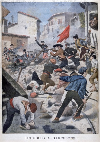 Trouble in Barcelona, 1902. Artist: Unknown