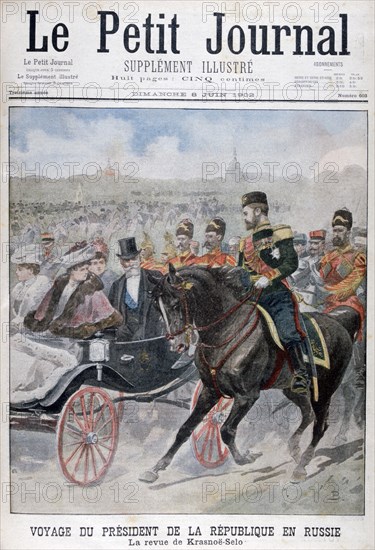 The President of the Republic of France reviewing troops, Krasnoye Selo, Russia, 1902. Artist: Unknown