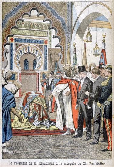 President Loubet visiting the Mosque of Sidi Bou Medine, Tlemcen, Algeria, 1903. Artist: Unknown