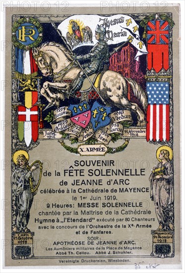 Souvenir of a festival to honour Joan of Arc, staged at Mainz Cathedral, Germany, 1919. Artist: Unknown