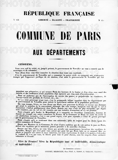 Commune de Paris, from French Political posters of the Paris Commune, May 1871. Artist: Unknown