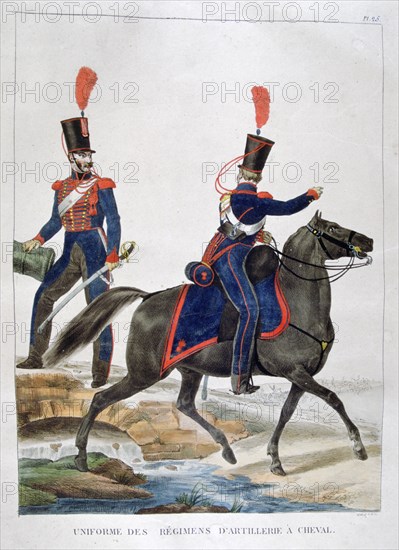 Uniform of a regiment of horse artillery, France, 1823.  Artist: Charles Etienne Pierre Motte