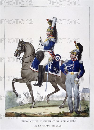 Uniform of the 1st Regiment of Chasseurs of the royal guard, France, 1823.  Artist: Charles Etienne Pierre Motte