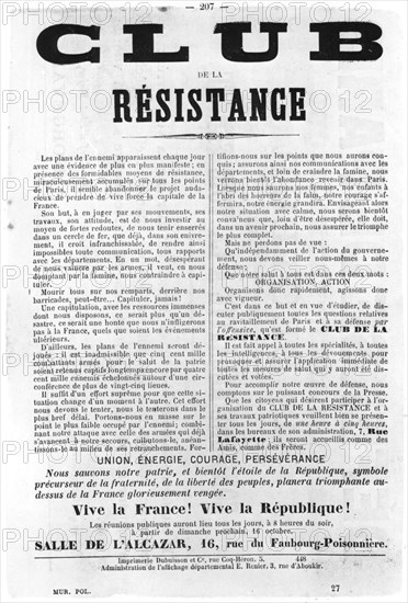 Club de la Resistance, from French Political posters of the Paris Commune, May 1871. Artist: Unknown