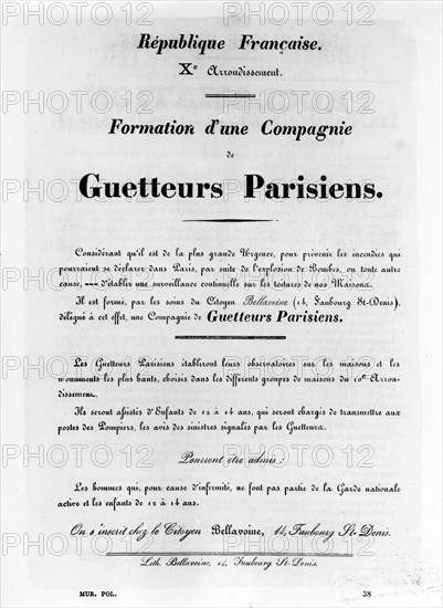 Guetteurs Parisiens, from French Political posters of the Paris Commune,  May 1871. Artist: Unknown