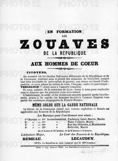 Les Zouaves, from French Political posters of the Paris Commune,  May 1871. Artist: Unknown