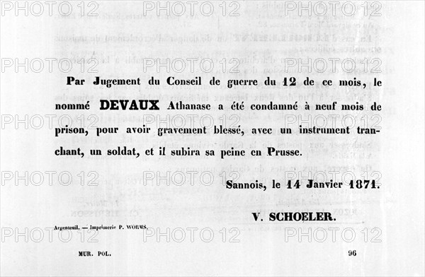 Par Jugement du Conseil, from French Political posters of the Paris Commune, January 1871. Artist: Unknown