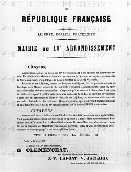 Mairie du 18th Arrondissement, from French Political posters of the Paris Commune, May 1871. Artist: Unknown