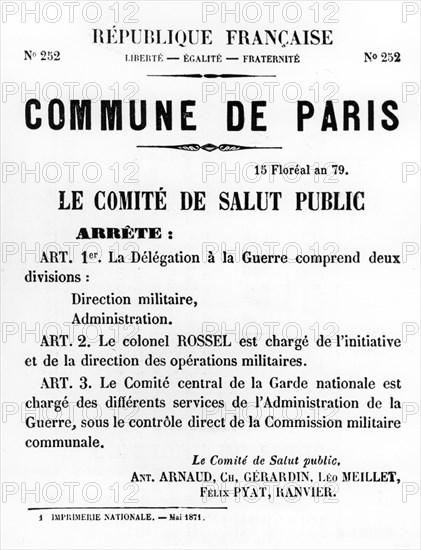 Commune de Paris, from French Political posters of the Paris Commune,  May 1871. Artist: Unknown