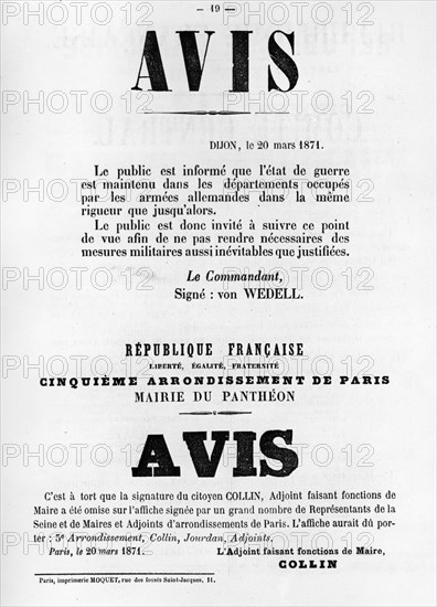 Avise, from French Political posters of the Paris Commune,  May 1871. Artist: Unknown