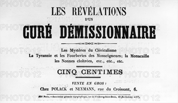 Cure Demissionnaire, from French Political posters of the Paris Commune, May 1871. Artist: Unknown
