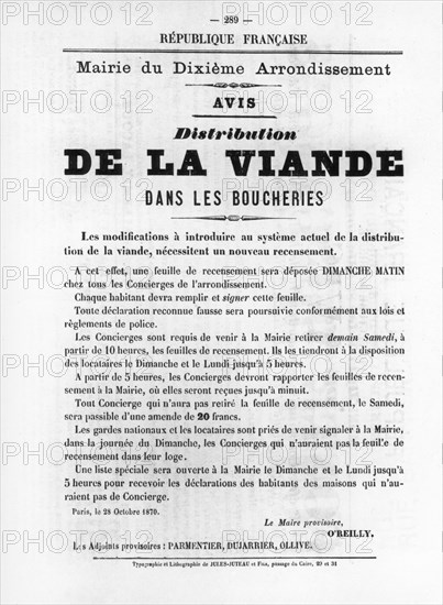 De La Viande, from French Political posters of the Paris Commune, May 1871. Artist: Unknown