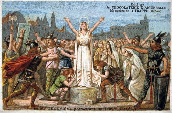 Saint Genevieve promises to save Lutece, Middle Ages. 19th Century. Artist: Eugène Delacroix