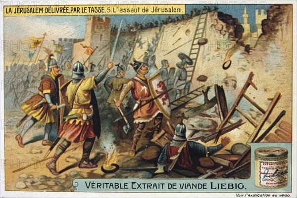 La Jerusalem deliveree par le Tasse, The assault on Jerusalem. 19th Century. Artist: Unknown