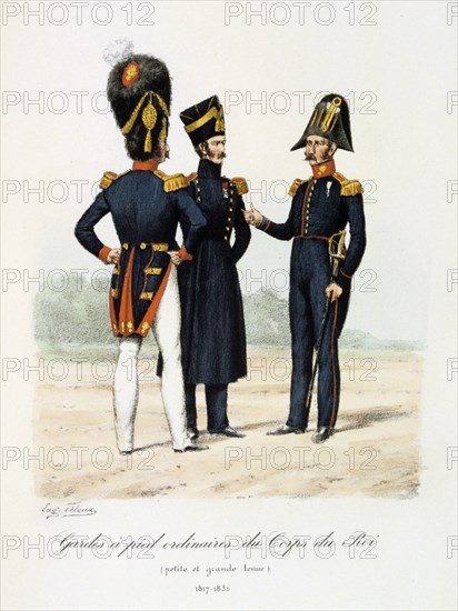 Gardes a pied ordinaires du Corps de Roi, petite and grande tenue, 1817-30 Artist: Eugene Titeux