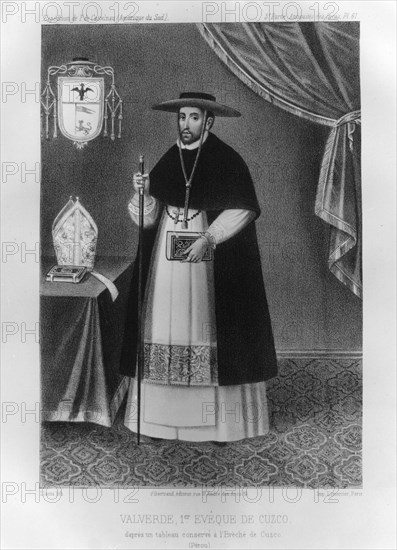 Vincente de Valverde, first Bishop of Cuzco, (1852).  Artist: Jacques Francois Gauderique Llanta