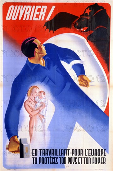 French workers for Germany poster, 1943. Artist: Unknown