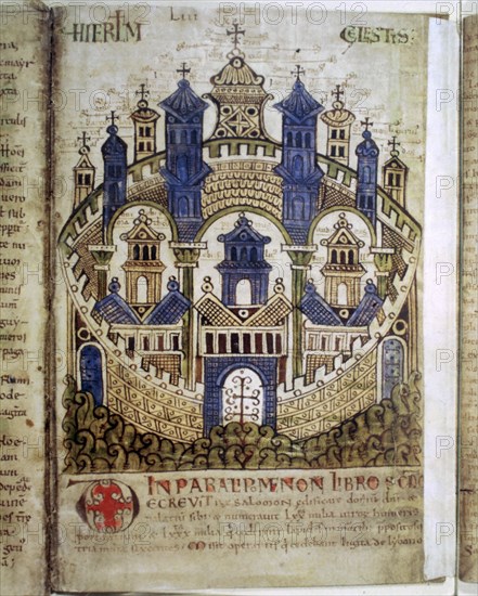 Heavenly Jerusalem, a page from Liber Floridus, 12th century. Artist: Unknown