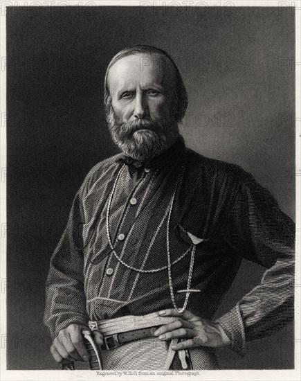 Guiseppe Garibaldi, Italian patriot, 19th century. Artist: W Holl