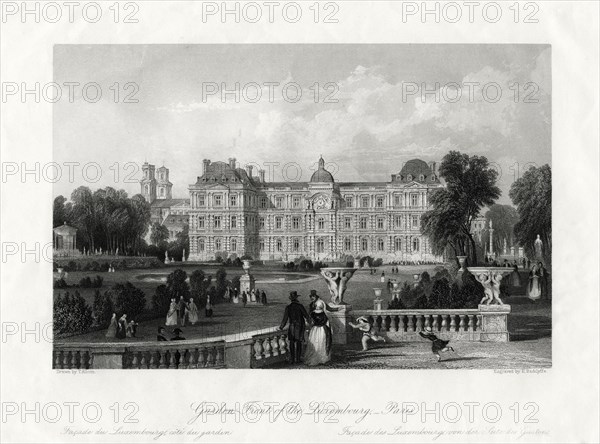 'Garden-Front of the Luxembourg, Paris', France, 1875. Artist: E Radclyffe