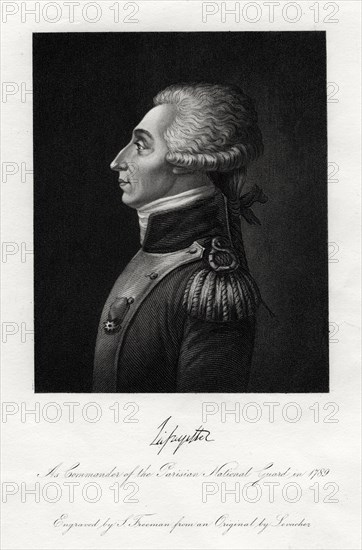 Marquis de Lafayette, French military leader and statesman, 1845. Artist: S Freeman