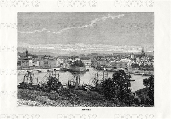 The harbour at Bayonne, France, 1879. Artist: Unknown