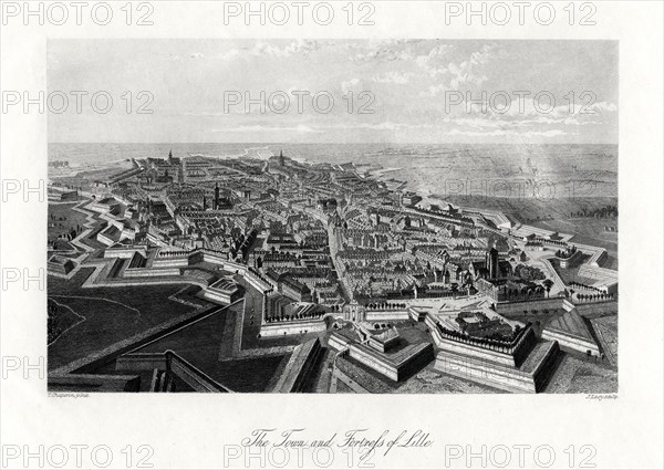 The town and fortress of Lille, France, 1875. Artist: J Lacy